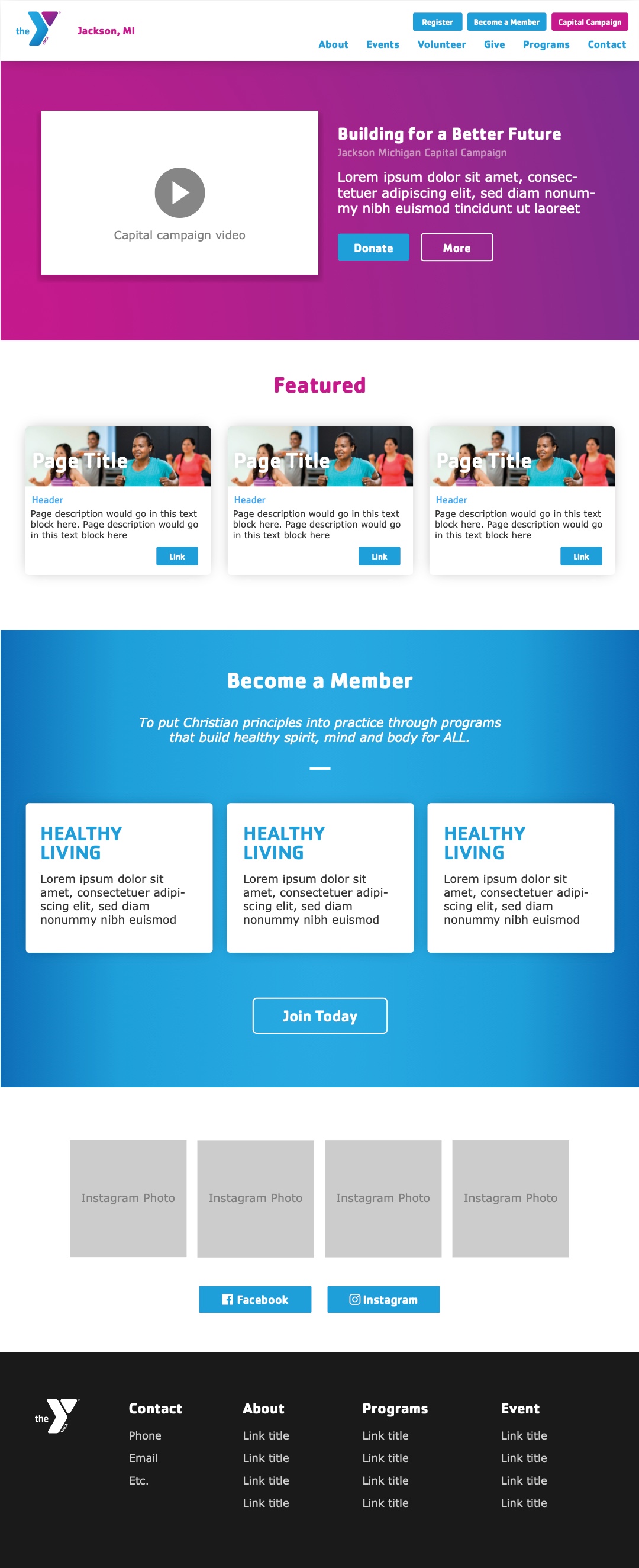 Screenshot of the Vote Yes JDL Site, showing illustration, details and contact form